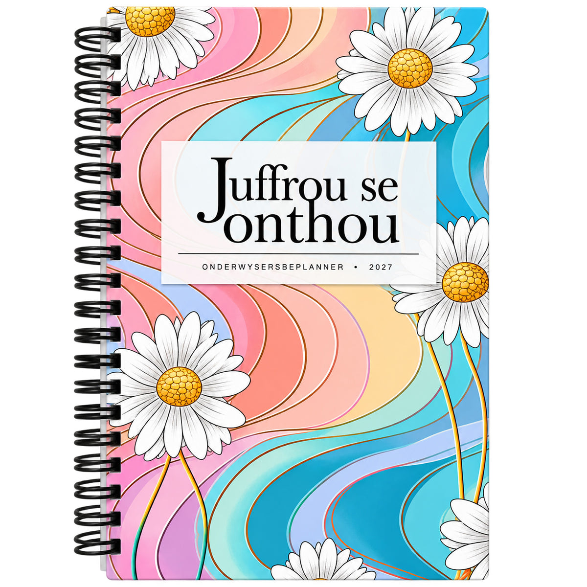 A4 Hardeband Onderwysersbeplanner 2027 - Daisies golwe