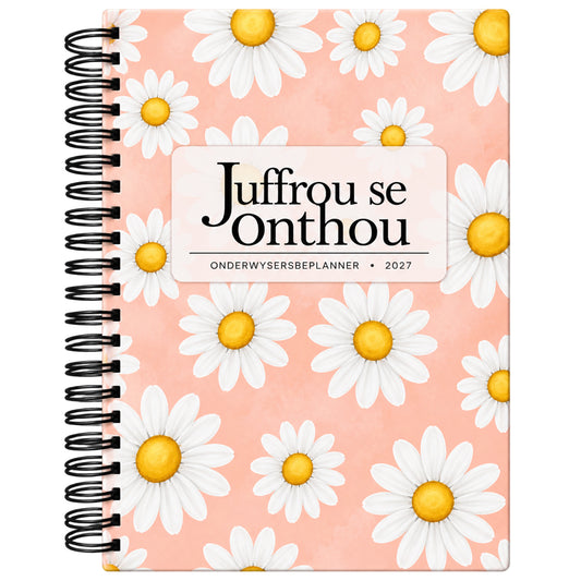 A4 Hardeband Onderwysersbeplanner 2027 - Daisies pienk
