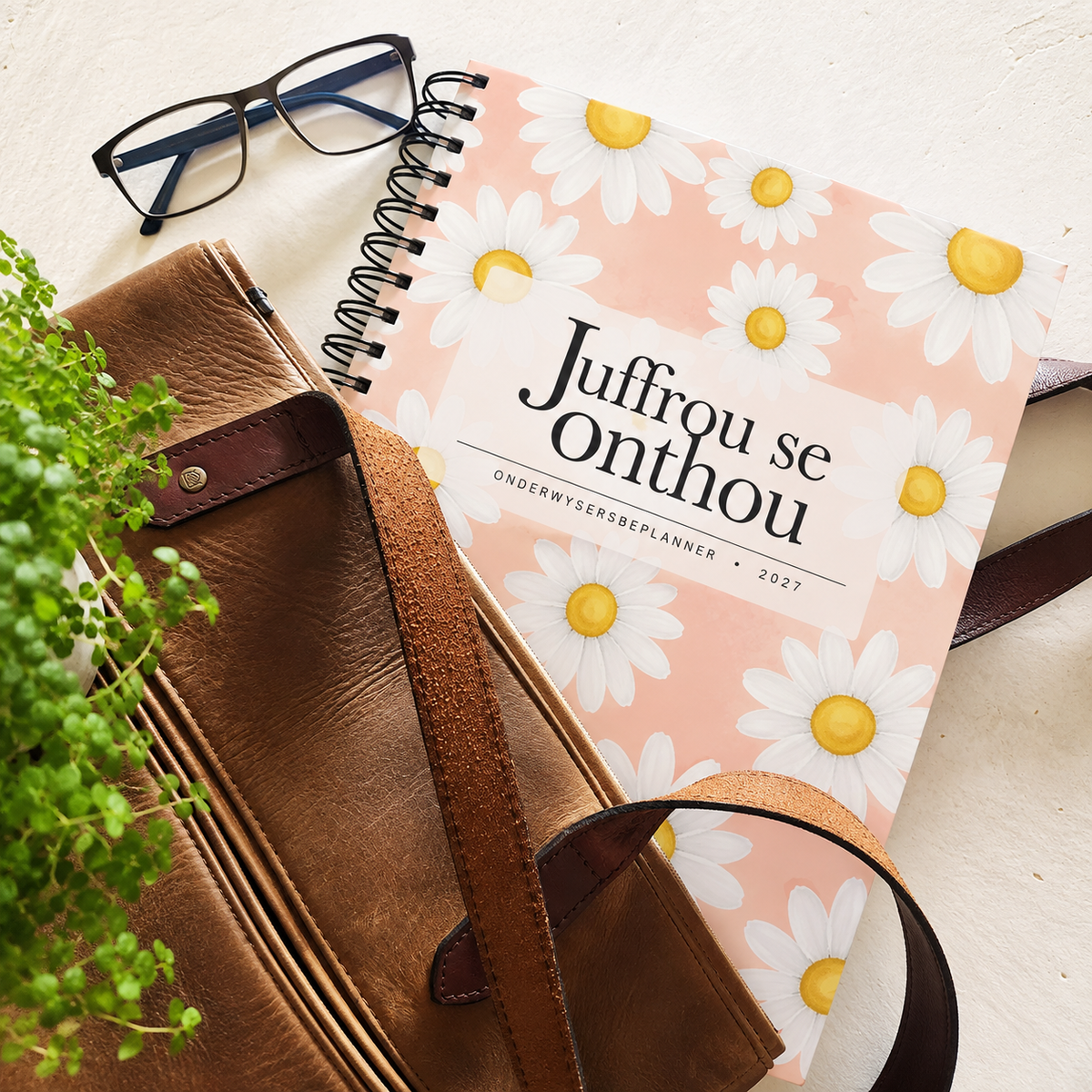 A4 Hardeband Onderwysersbeplanner 2027 - Daisies pienk