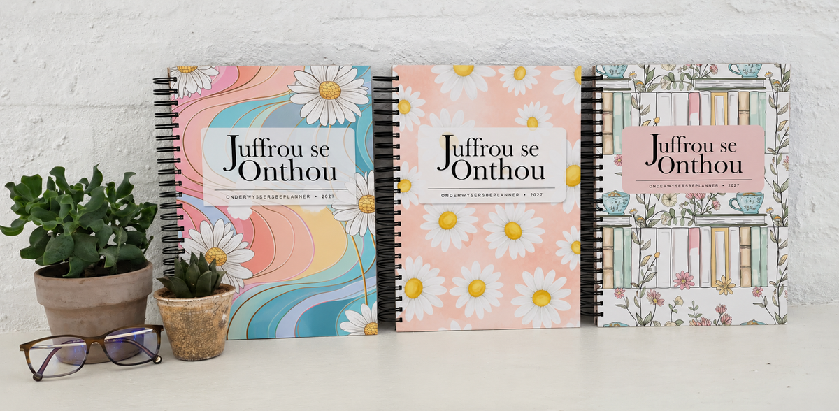 A4 Hardeband Onderwysersbeplanner 2027 - Daisies golwe