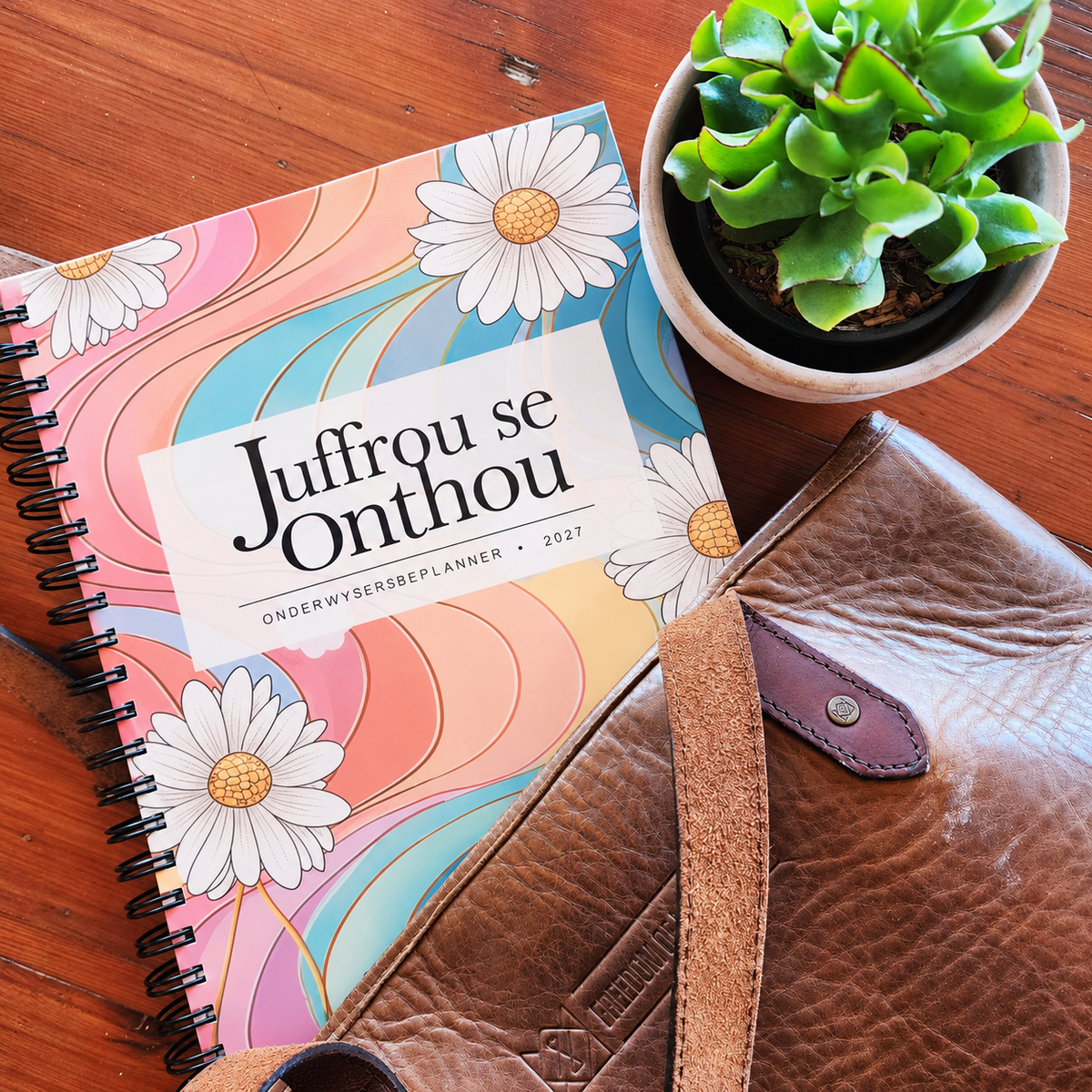 A4 Hardeband Onderwysersbeplanner 2027 - Daisies golwe