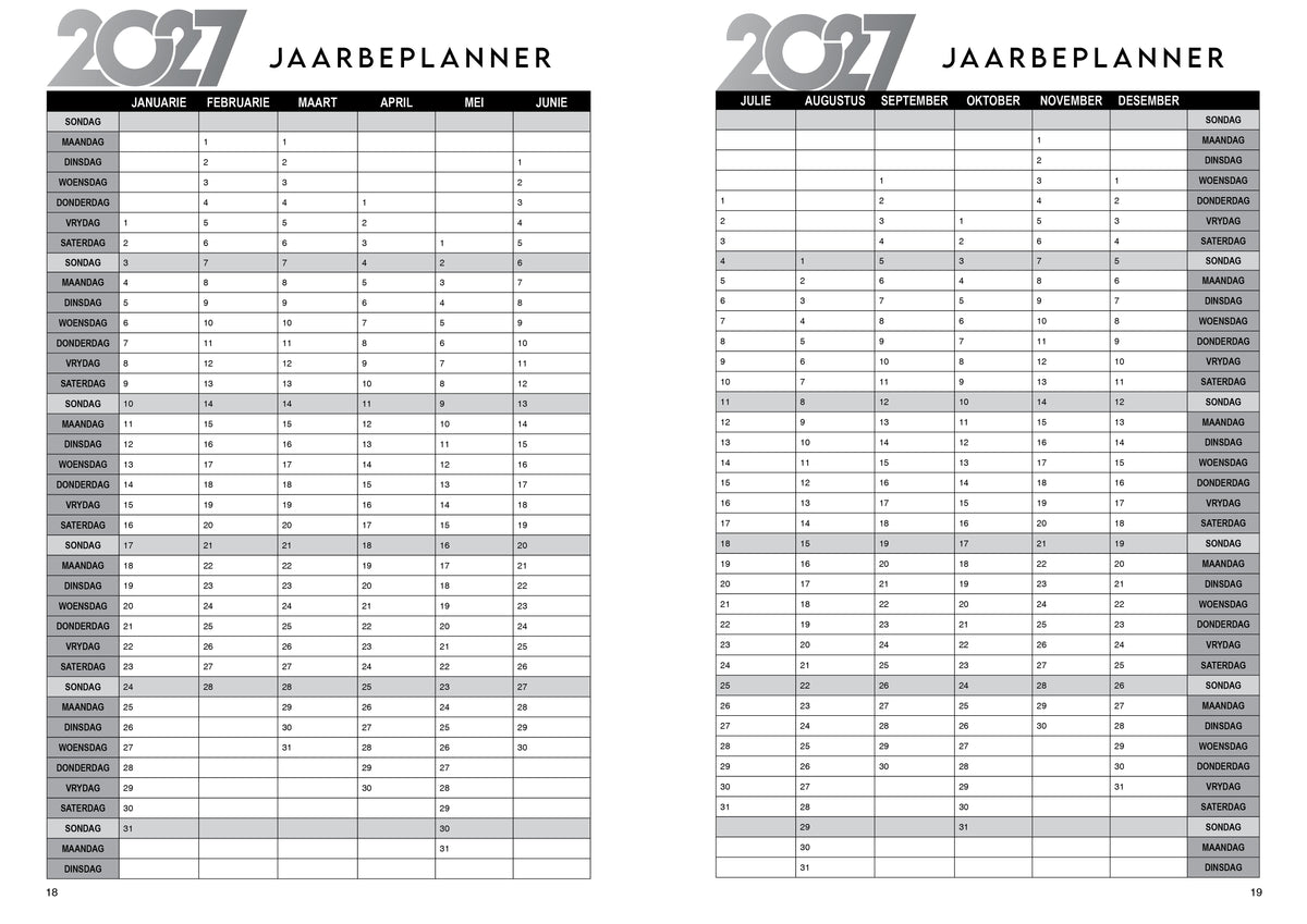 A4 Hardeband Onderwysersbeplanner 2027 - Daisies pienk